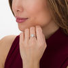 Thumbnail Image 2 of 1/10 CT. T.W. Composite Diamond Pear-Shaped Frame Promise Ring in Sterling Silver