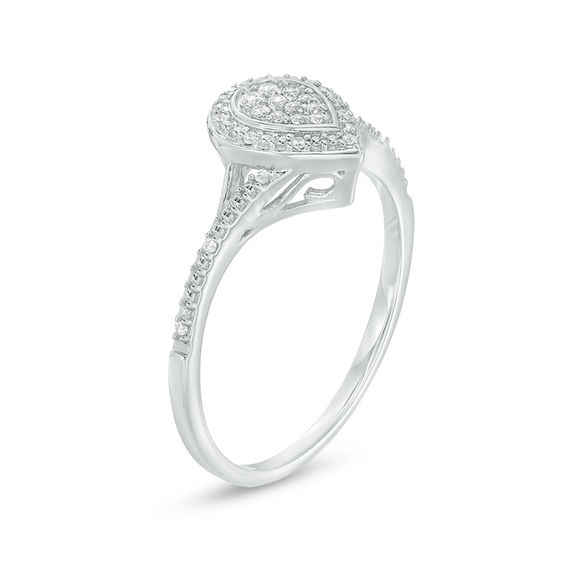 1/10 CT. T.w. Composite Diamond Pear-Shaped Frame Promise Ring in Sterling Silver