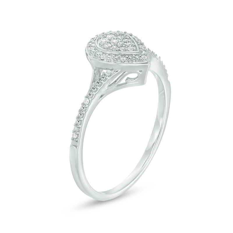 Main Image 3 of 1/10 CT. T.W. Composite Diamond Pear-Shaped Frame Promise Ring in Sterling Silver