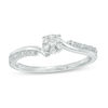 1/10 CT. T.W. Composite Diamond Double Row Bypass Promise Ring in Sterling Silver