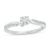 Thumbnail Image 1 of 1/10 CT. T.W. Composite Diamond Double Row Bypass Promise Ring in Sterling Silver