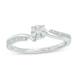 1/10 CT. T.W. Composite Diamond Double Row Bypass Promise Ring in Sterling Silver