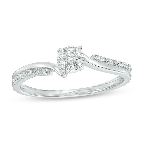 1/10 CT. T.w. Composite Diamond Double Row Bypass Promise Ring in Sterling Silver