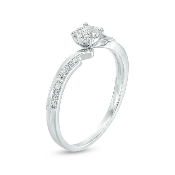 1/10 CT. T.w. Composite Diamond Double Row Bypass Promise Ring in Sterling Silver