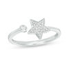 Thumbnail Image 1 of 1/10 CT. T.W. Diamond Bezel-Set and Star Open Ring in Sterling Silver