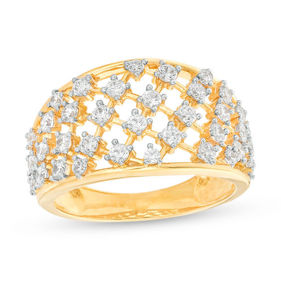 1 CT. T.W. Diamond Geometric Lattice Ring in 10K Gold Zales
