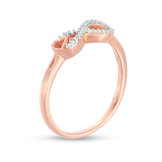 Diamond Accent Heart and Infinity Ring in Sterling Silver with 14K Rose Gold Plate