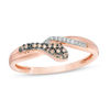 Thumbnail Image 1 of 1/10 CT. T.W. Champagne and White Diamond Snake Ring in 10K Rose Gold