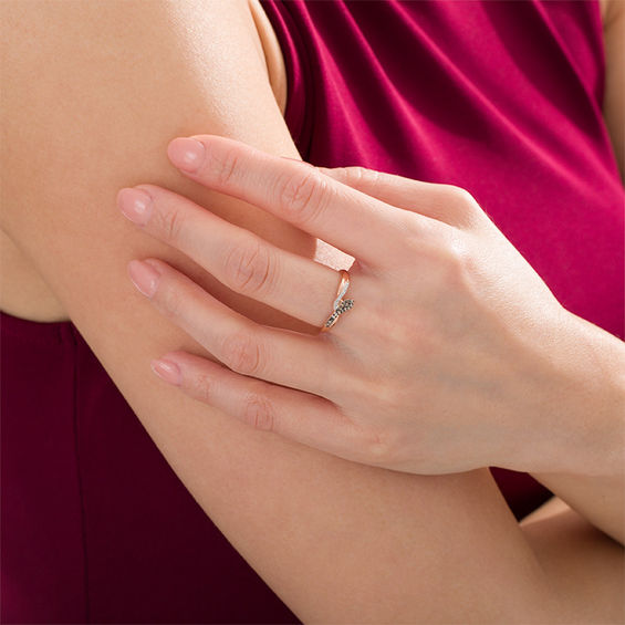 1/10 CT. T.w. Champagne and White Diamond Snake Ring in 10K Rose Gold