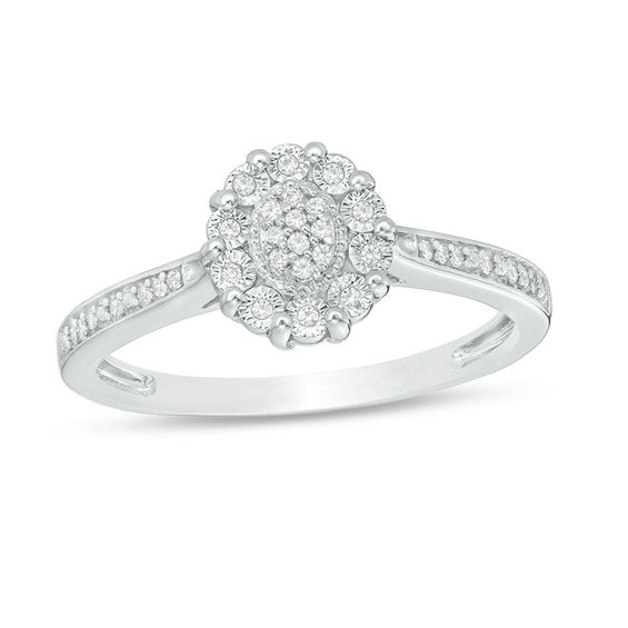 1/10 CT. T.W. Composite Diamond Oval Frame Ring in Sterling Silver 1/10 CT. T.W. Composite Diamond Oval Frame Ring in Sterling Silver