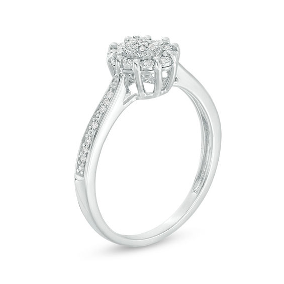 1/10 CT. T.W. Composite Diamond Oval Frame Ring in Sterling Silver 1/10 CT. T.W. Composite Diamond Oval Frame Ring in Sterling Silver