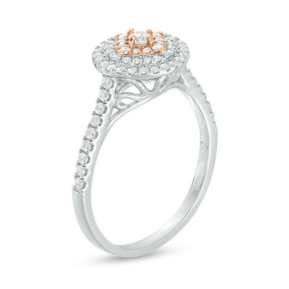 1/2 CT. T.W. Composite Diamond Double Frame Ring in 10K Two-Tone Gold 1/2 CT. T.W. Composite Diamond Double Frame Ring in 10K Two-Tone Gold