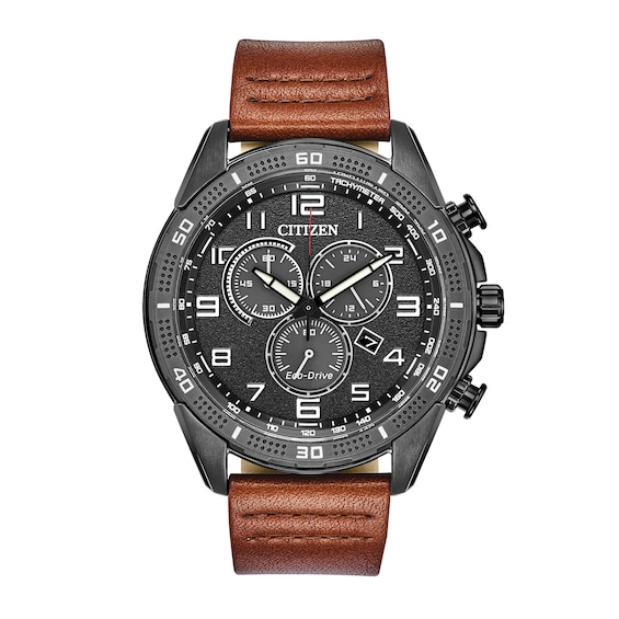 Men's Drive from Citizen Eco-Drive® WDR Chronograph Grey IP Strap Watch with Black Dial (Model: At2447-01E)