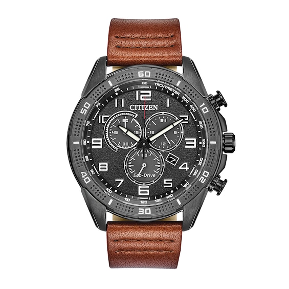 Men's Drive from Citizen Eco-DriveÂ® WDR Chronograph Grey IP Strap Watch with Black Dial (Model: At2447-01E)