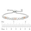 Thumbnail Image 3 of 1/20 CT. T.W. Diamond "I Heart U" and Infinity Bolo Bracelet in Sterling Silver and 10K Rose Gold - 9.5"