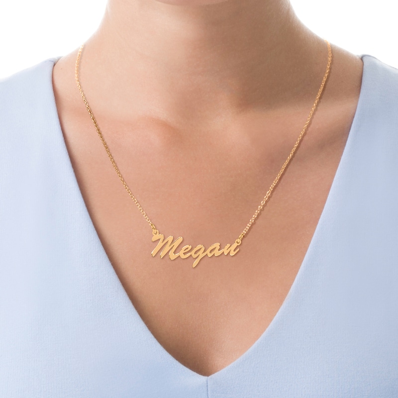 Flowing Script Name Necklace in Sterling Silver with 14K Gold Plate (1 Line)
