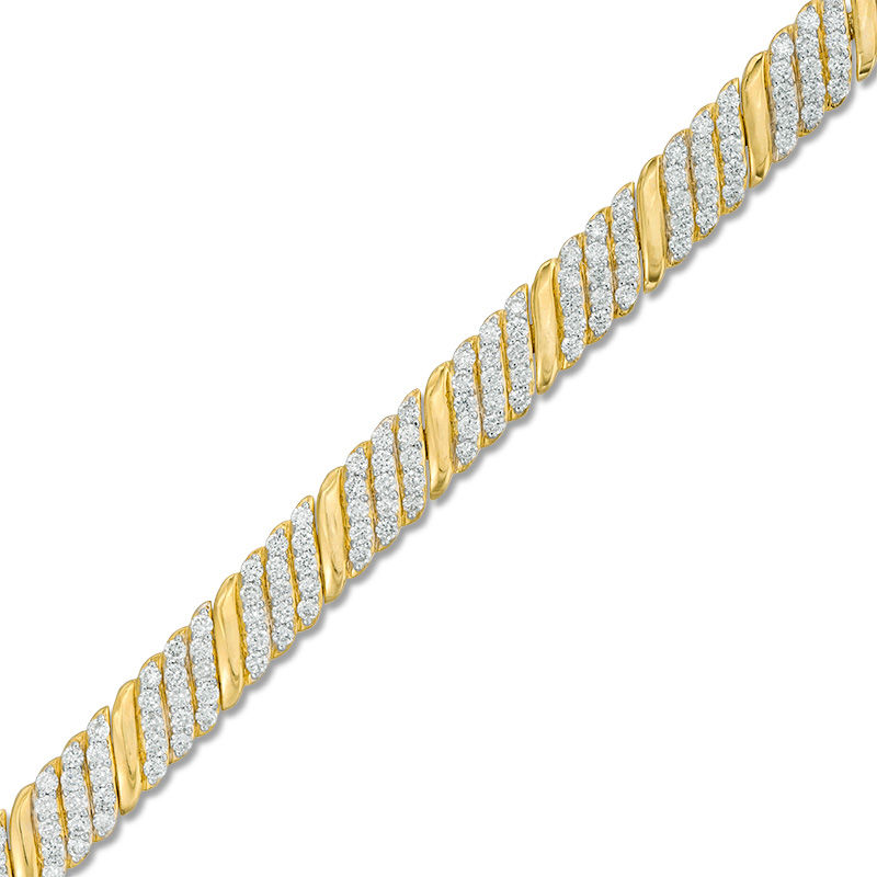 Main Image 1 of 3 CT. T.W. Diamond Multi-Row Slant Bracelet in 10K Gold - 7.25"