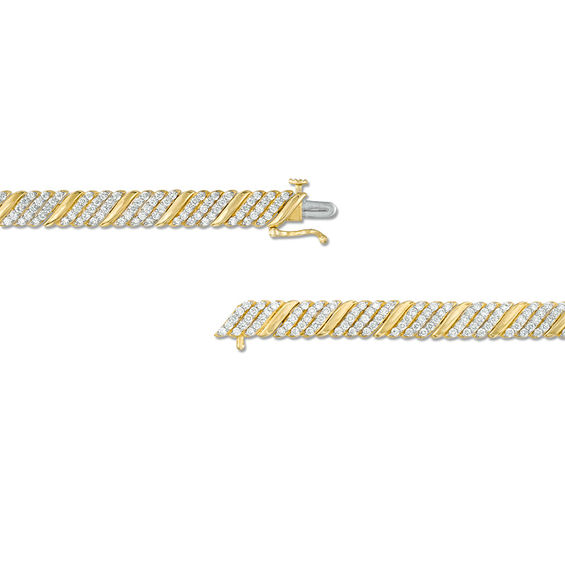 3 CT. T.w. Diamond Multi-Row Slant Bracelet in 10K Gold - 7.25"