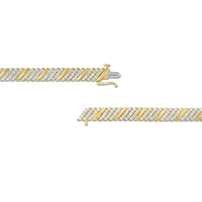Main Image 3 of 3 CT. T.W. Diamond Multi-Row Slant Bracelet in 10K Gold - 7.25"
