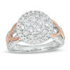 Thumbnail Image 1 of 1 CT. T.W. Composite Diamond Double Frame Crossover Twist Shank Ring in 10K Two-Tone Gold