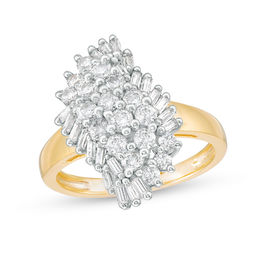 1 5 CT. T.W. Diamond Sunflower Ring in 10K Gold Zales