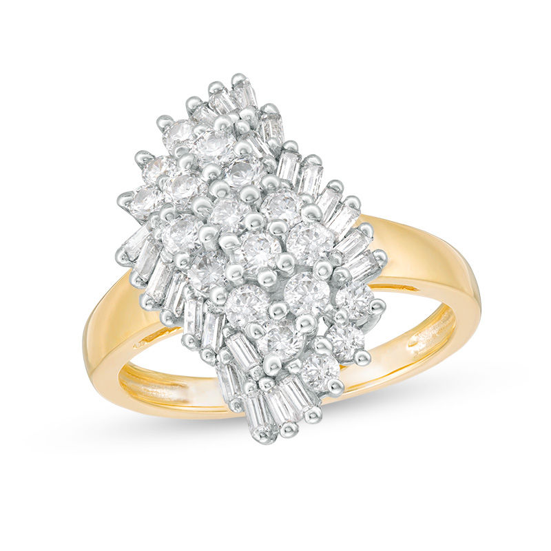 1 CT. T.W. Baguette and Round Composite Diamond Ring in 10K Gold