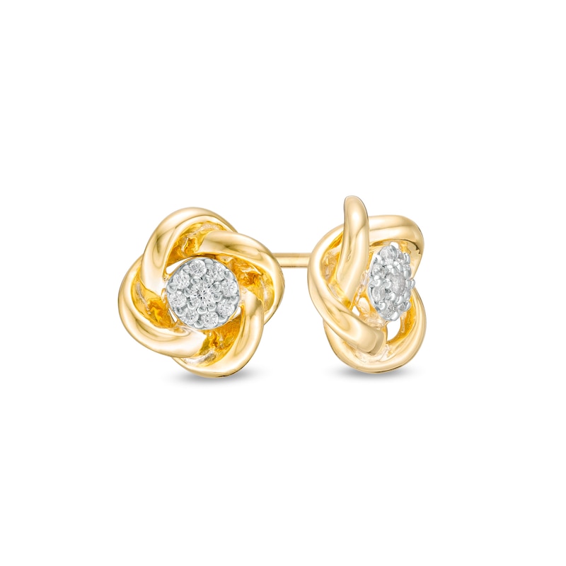 1/10 CT. T.W. Composite Diamond Love Knot Stud Earrings in 10K Gold