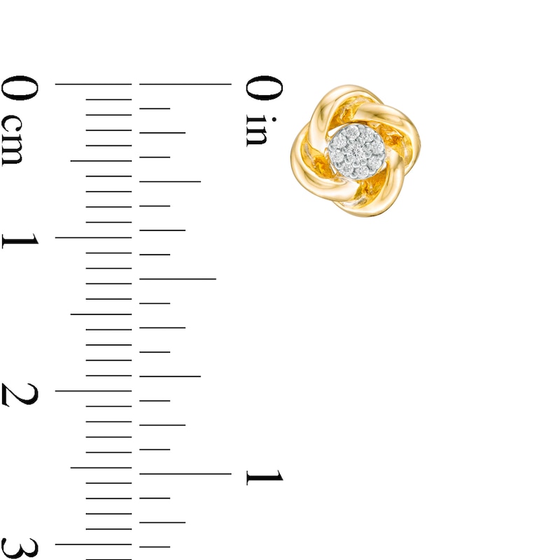 Main Image 2 of 1/10 CT. T.W. Composite Diamond Love Knot Stud Earrings in 10K Gold