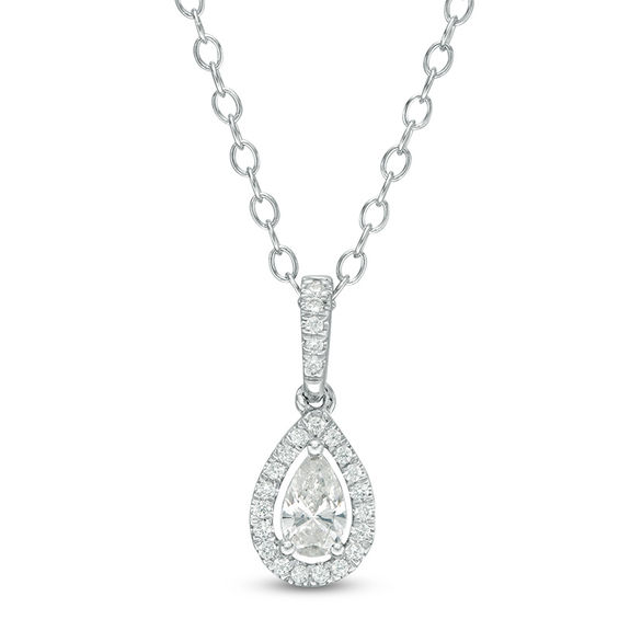 1/4 CT. T.W. Certified Pear-Shaped Diamond Frame Pendant in 14K White ...