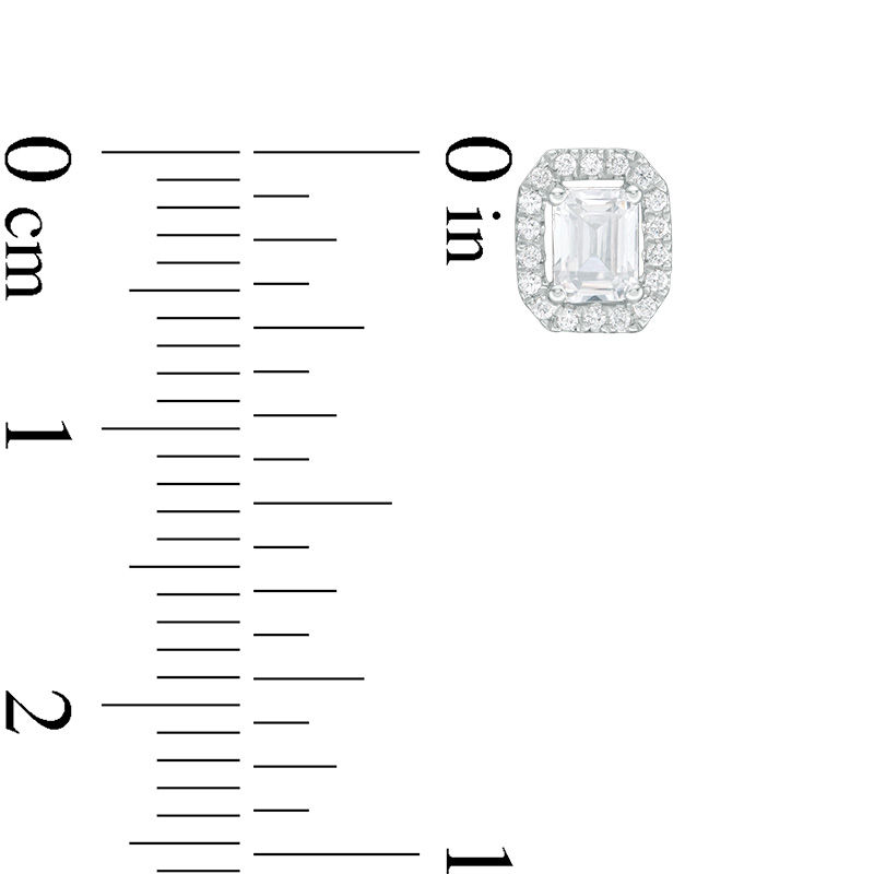 Main Image 2 of 1/2 CT. T.W. Certified Emerald-Cut Diamond Octagon Frame Stud Earrings in 14K White Gold (I/I1)