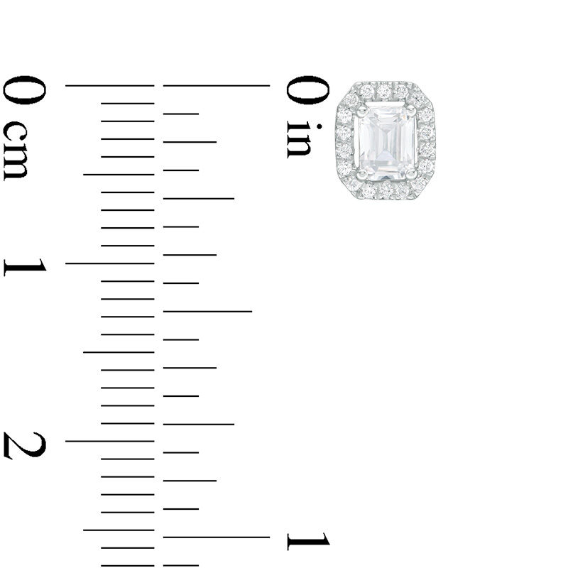 Main Image 3 of 1/2 CT. T.W. Certified Emerald-Cut Diamond Octagon Frame Stud Earrings in 14K White Gold (I/I1)