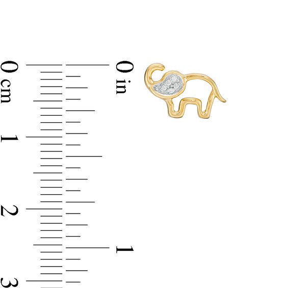 Diamond Accent Elephant Stud Earrings in Sterling Silver and 14K Gold Plate