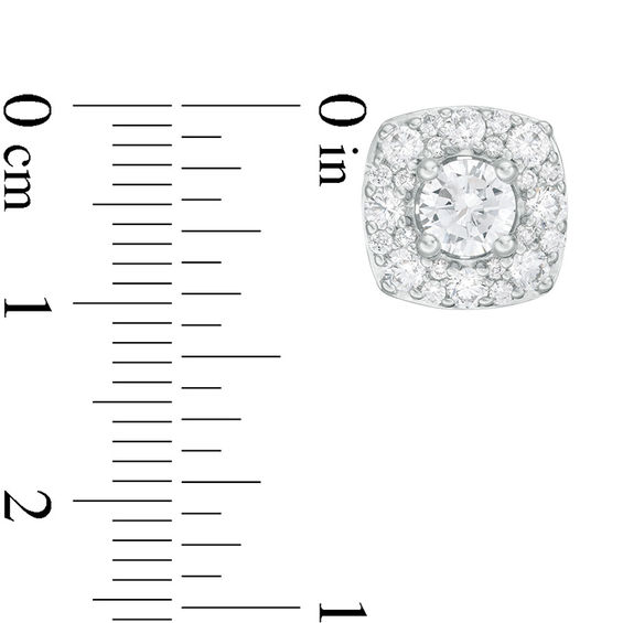 2 CT. T.W. Certified Diamond Cushion Frame Stud Earrings in 14K White Gold (I/I1) 2 CT. T.W. Certified Diamond Cushion Frame Stud Earrings in 14K White Gold (I/I1)
