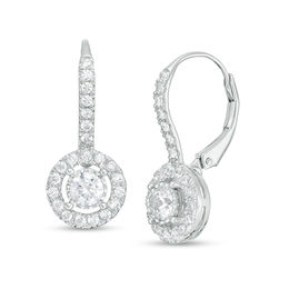 1 CT. T.W. Certified Diamond Frame Drop Earrings in 14K White Gold (I/I1)