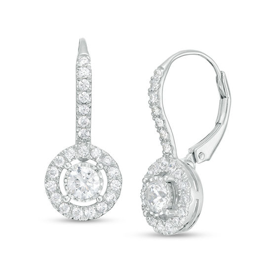 1 CT. T.w. Certified Diamond Frame Drop Earrings in 14K White Gold (I/I1)