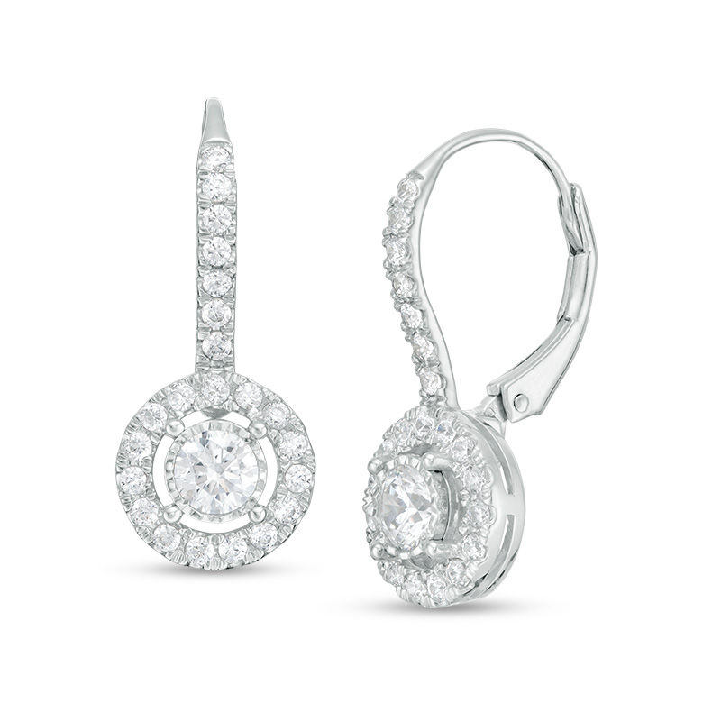 1 CT. T.W. Certified Diamond Frame Drop Earrings in 14K White Gold (I ...