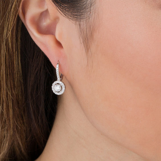 1 CT. T.w. Certified Diamond Frame Drop Earrings in 14K White Gold (I/I1)