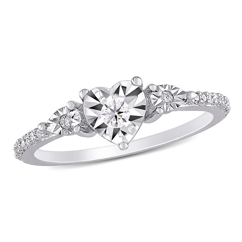 1/5 CT. T.W. Composite Diamond Heart-Shaped Promise Ring in 10K