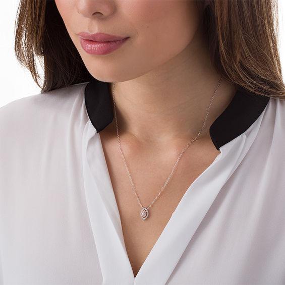 1/4 CT. T.W. Certified Marquise Diamond Frame Necklace in 14K Two-Tone Gold (I/I1) 1/4 CT. T.W. Certified Marquise Diamond Frame Necklace in 14K Two-Tone Gold (I/I1)