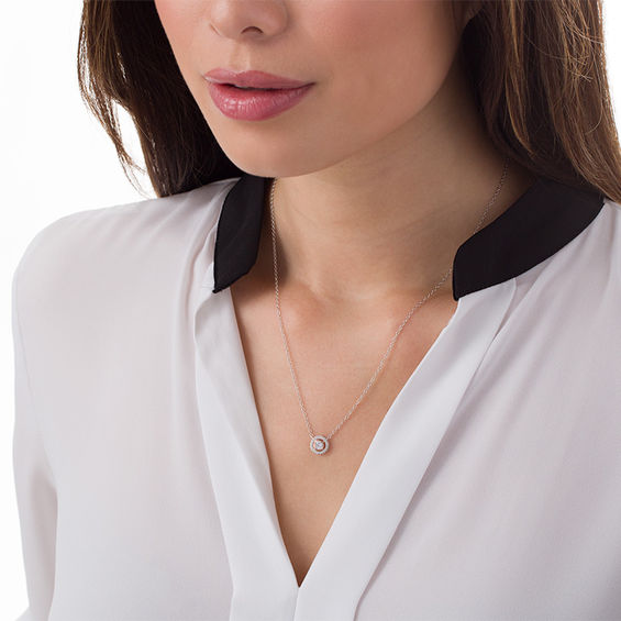 1/4 CT. T.W. Certified Diamond Frame Necklace in 14K Two-Tone Gold (I/I1) 1/4 CT. T.W. Certified Diamond Frame Necklace in 14K Two-Tone Gold (I/I1)