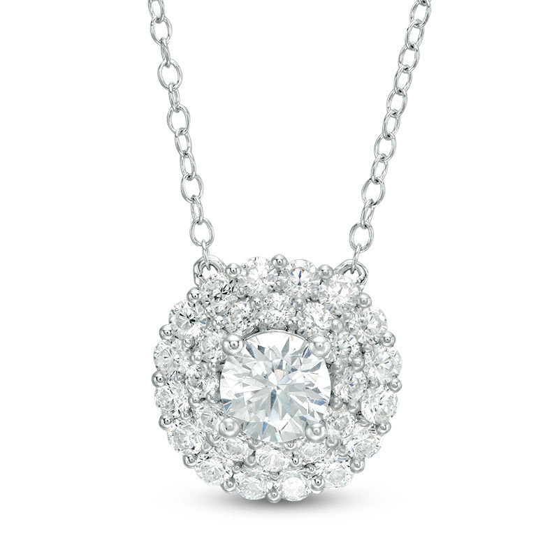2 CT. T.W. Certified Diamond Double Scallop Frame Necklace in 14K White Gold (I/I1)