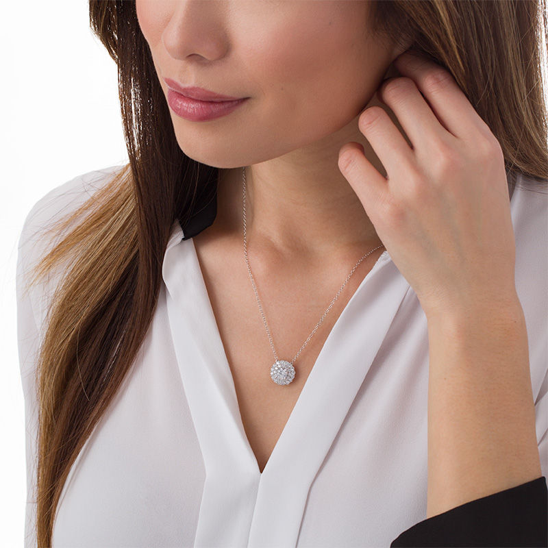 2 CT. T.W. Certified Diamond Double Scallop Frame Necklace in 14K White Gold (I/I1)