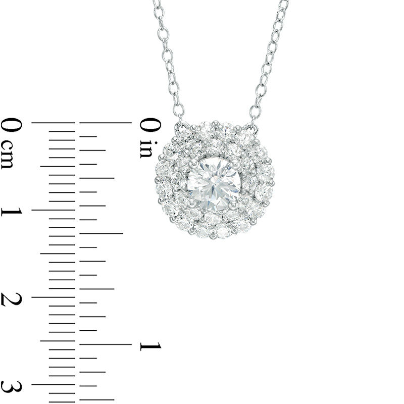 2 CT. T.W. Certified Diamond Double Scallop Frame Necklace in 14K White Gold (I/I1)