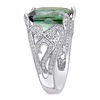 Cushion-Cut Green Tourmaline and 5/8 CT. T.W. Diamond Beaded Filigree Ring in 14K White Gold