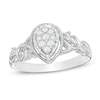 Thumbnail Image 0 of Cherished Promise Collection™ 1/5 CT. T.W. Diamond Teardrop Frame Promise Ring in Sterling Silver