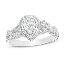 Cherished Promise Collection™ 1/5 CT. T.W. Diamond Teardrop Frame Promise Ring in Sterling Silver