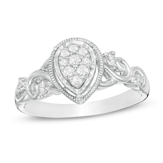 Cherished Promise Collectionâ„¢ 1/5 CT. T.W. Diamond Teardrop Frame Promise Ring in Sterling Silver