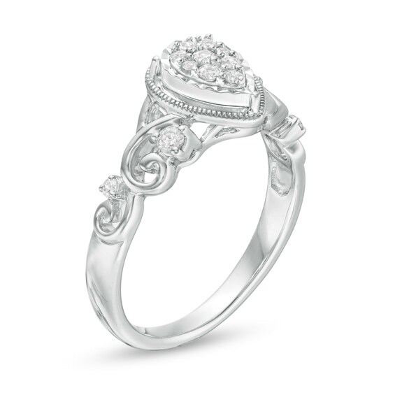 Cherished Promise Collectionâ¢ 1/5 CT. T.w. Diamond Teardrop Frame Promise Ring in Sterling Silver