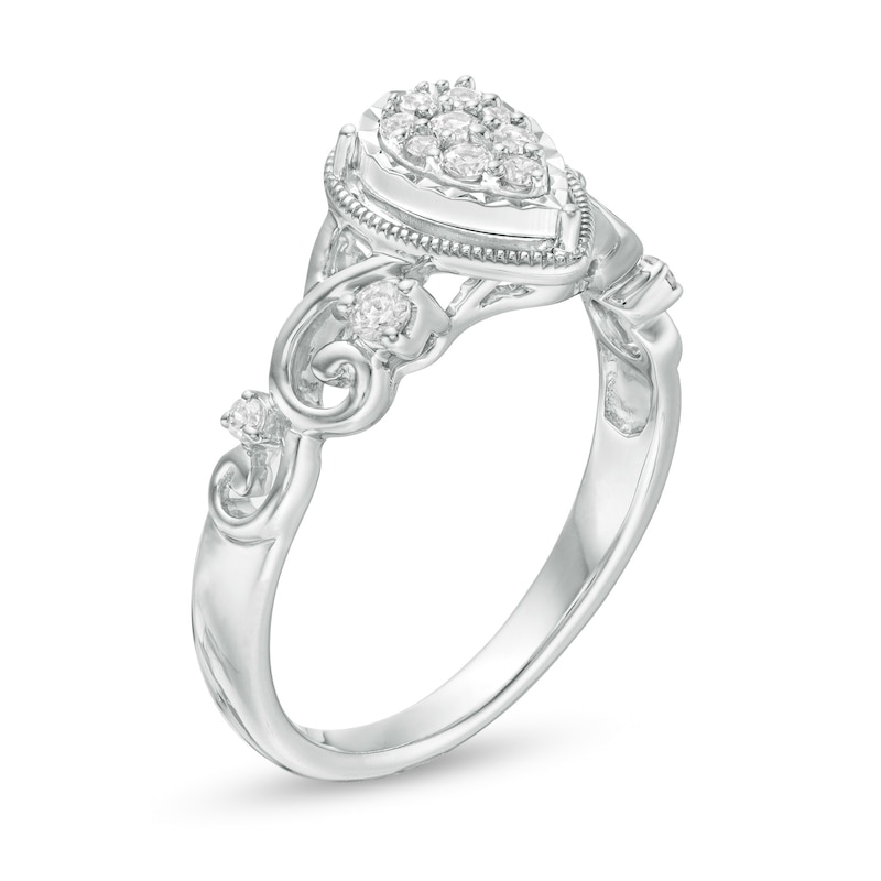 Cherished Promise Collection™ 1/5 CT. T.W. Diamond Teardrop Frame Promise Ring in Sterling Silver