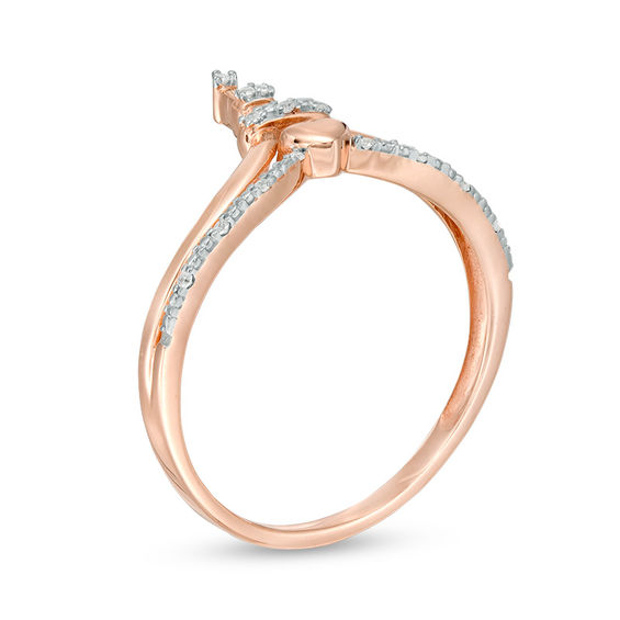 1/20 CT. T.W. Diamond Chevron Tower and Heart Chevron Ring in 10K Rose Gold 1/20 CT. T.W. Diamond Chevron Tower and Heart Chevron Ring in 10K Rose Gold
